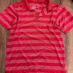 Nike Golf Youth Medium Dri-FIT Polo Red White Stripe Swoosh